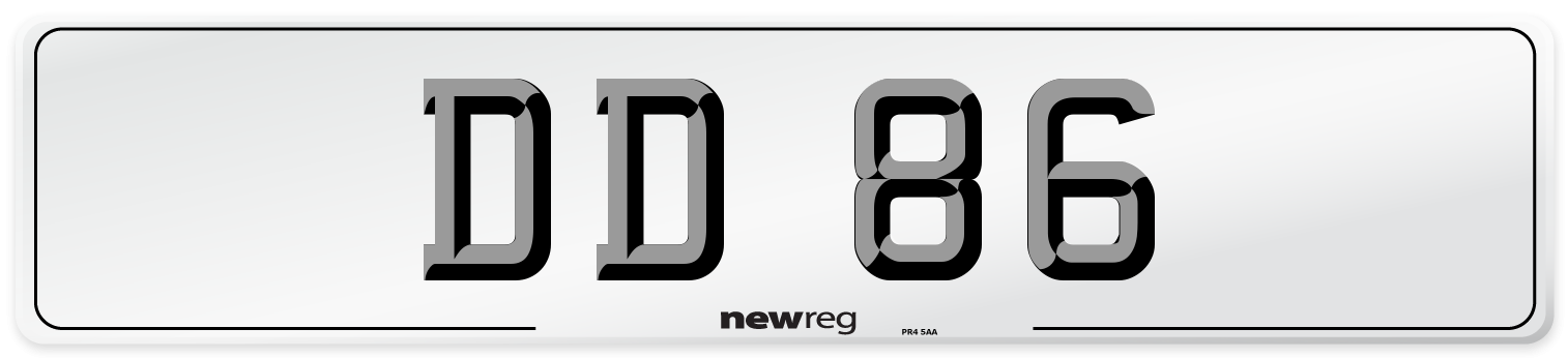 DD 86 Number Plate from New Reg